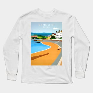 Exmouth beach UK, a 1950's style retro posterisation design Long Sleeve T-Shirt